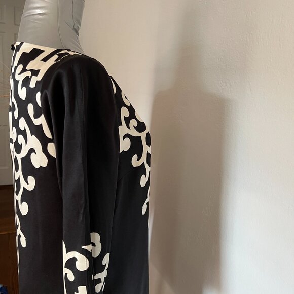 Tibi 100% Silk dress, Black with ecru pattern, size 4 - Picture 4 of 9